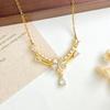 New Style Small Flower-shaped Drop Necklace for Women, V-shaped Neck Chain, Exquisite and High-end Accessory