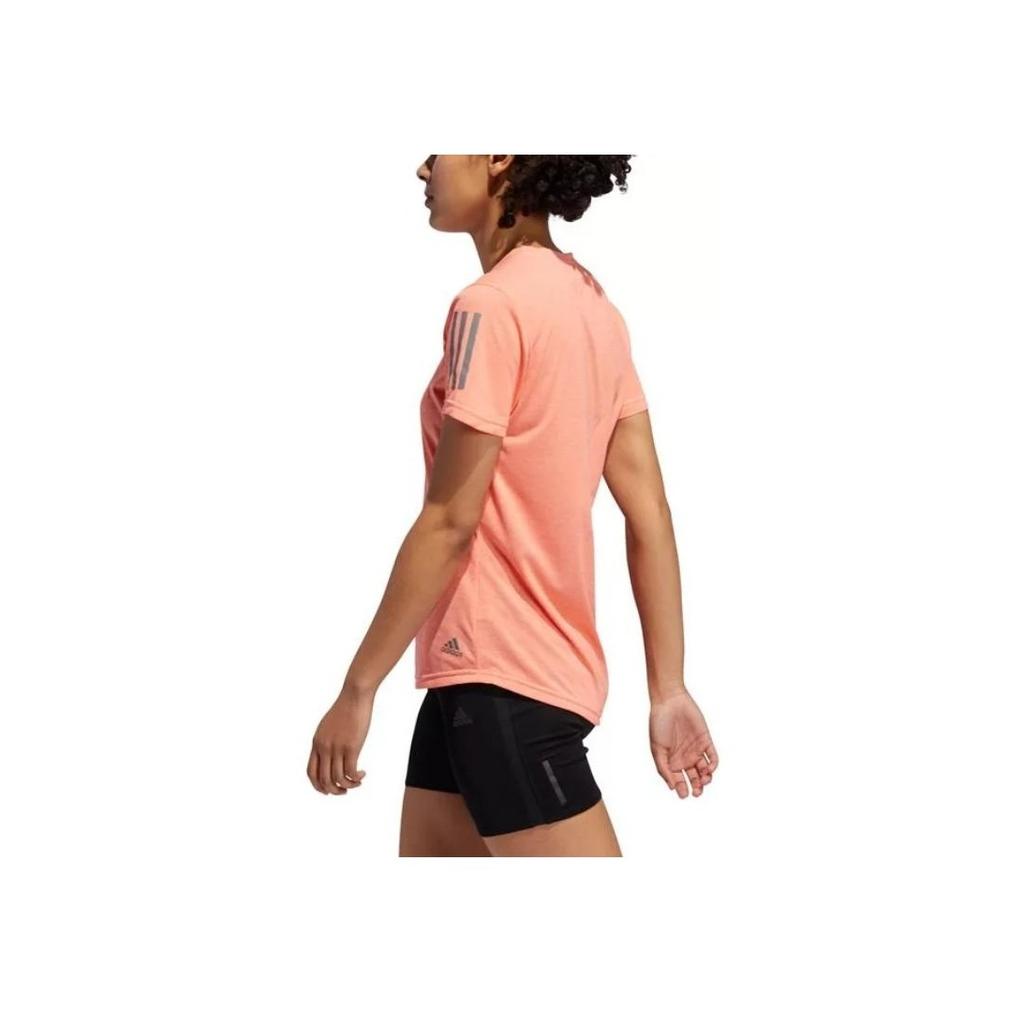 Adidas Own The Run Solid Color Comfortable Short Sleeve T-Shirt Women T-Shirts Pink DZ7250