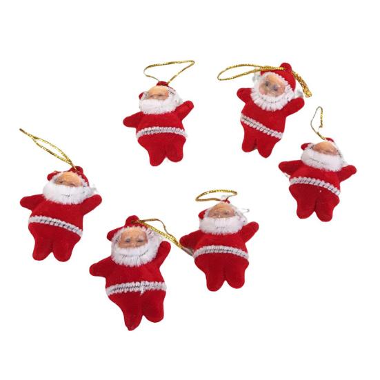 6 Pcs Santa Claus Ornaments for Tree Fabric Santa Claus Christmas Hanging Ornaments 3D Santa Doll Pendant for Holiday Xmas Tree Decor