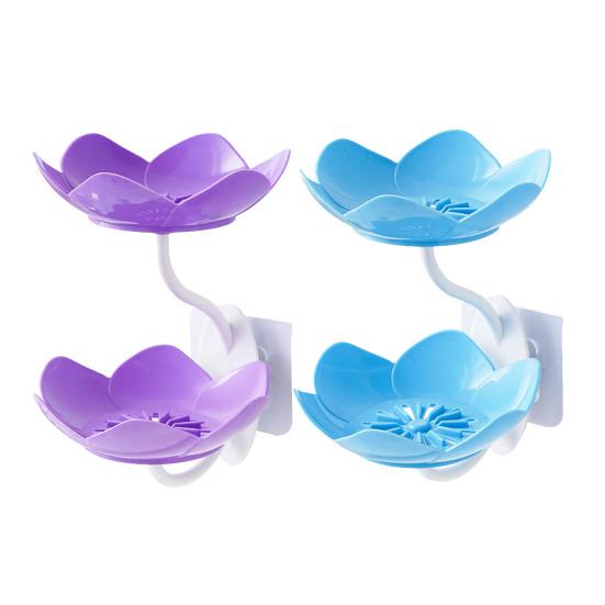 2/4Pcs Soap Box Double-Layer Design Suction Cup Soap Rack No Drilling Installation