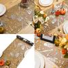 Halloween Skeleton Print Table Runner Shimmering Decoration Wrinkle Resistant Mesh Tablecloth for Dinner Party Setups