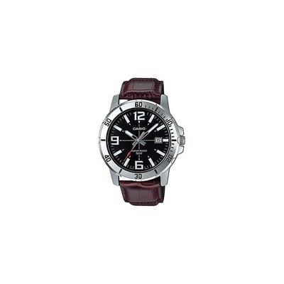 MTP-VD01L-1B Analog Watch Black Leather Strap Water Resistant Men's Timepiece