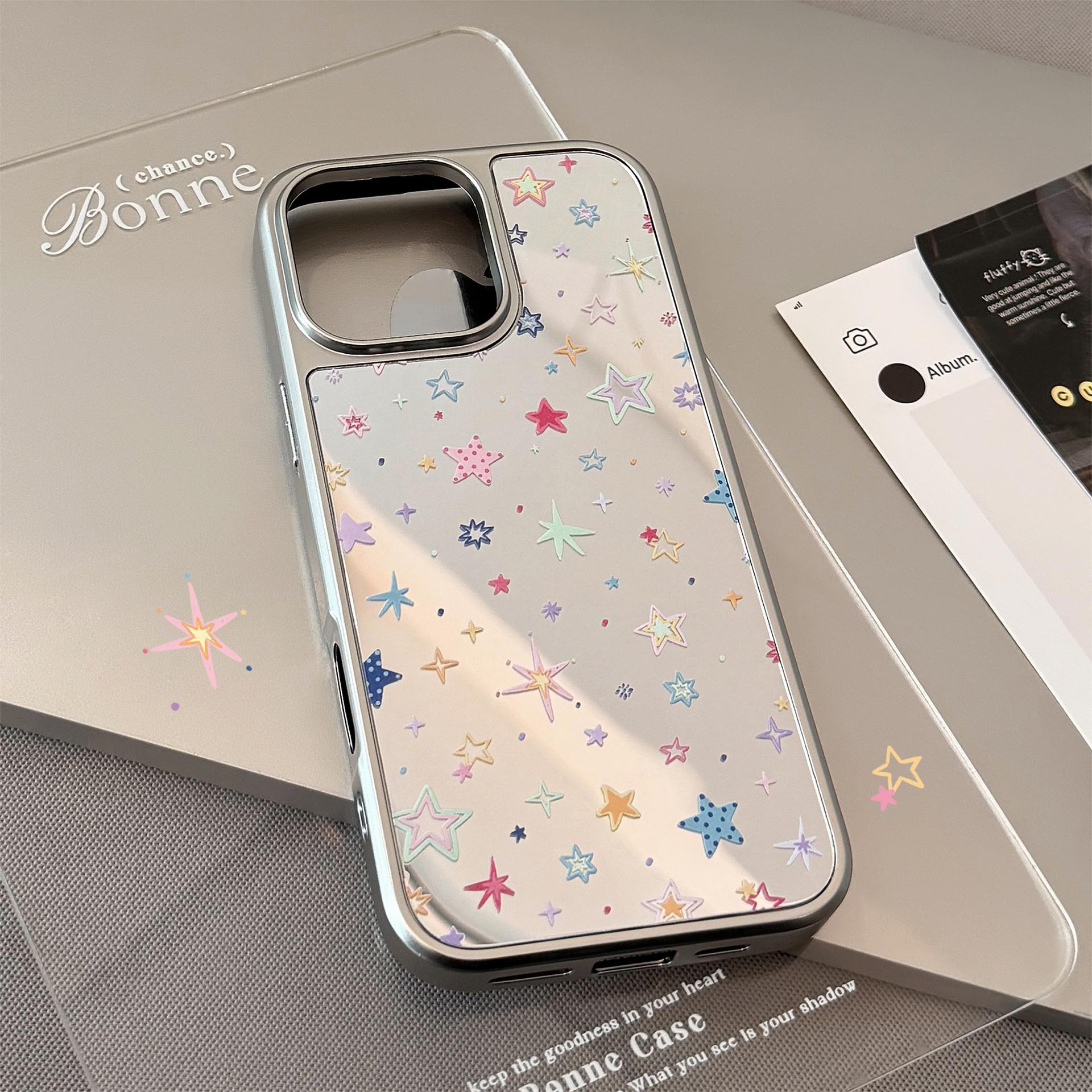 

Dopamine Star for16 for Apple 15promax Mobile Phone Case for IPhone17 Mirror 13 Electroplating 15 Sweet Cool Hard For Samsung S25ULTRA