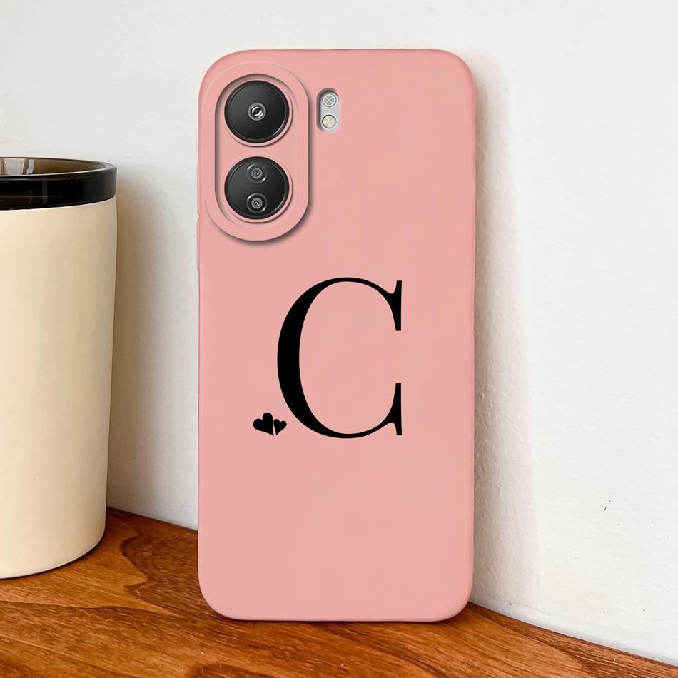 For POCO C65 C75 C55 Case Little Heart Letters Phone Housing For POCO C 75 4G 5G Soft Liquid Silicone Full Protection Back Cover