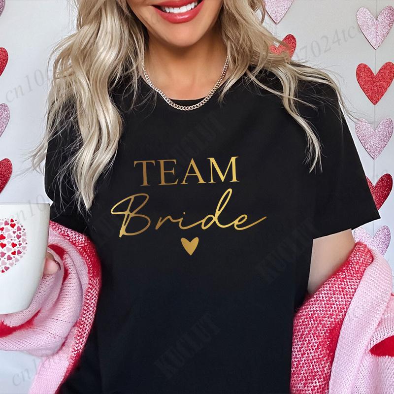 Bridal Shower Shirt for Women, Team Bride Squad Bachelorette Party Tops, Bridesmaid T-shirt, Wedding Fashion Clothes for Girls