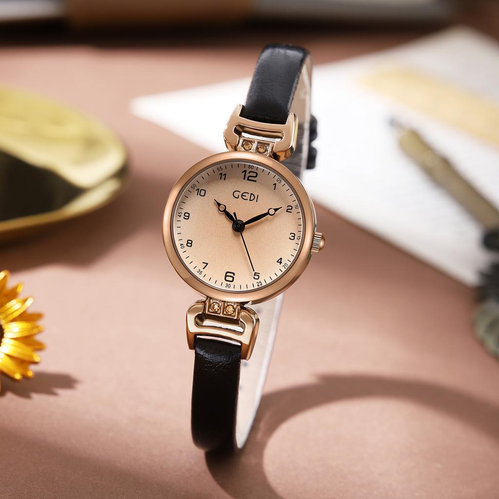 Retro-Stil Runde Damenarmbanduhr Feines Armband Einfaches Temperament Studenten-Uhrarmband Quarz Wasserdichte Damenarmbanduhr