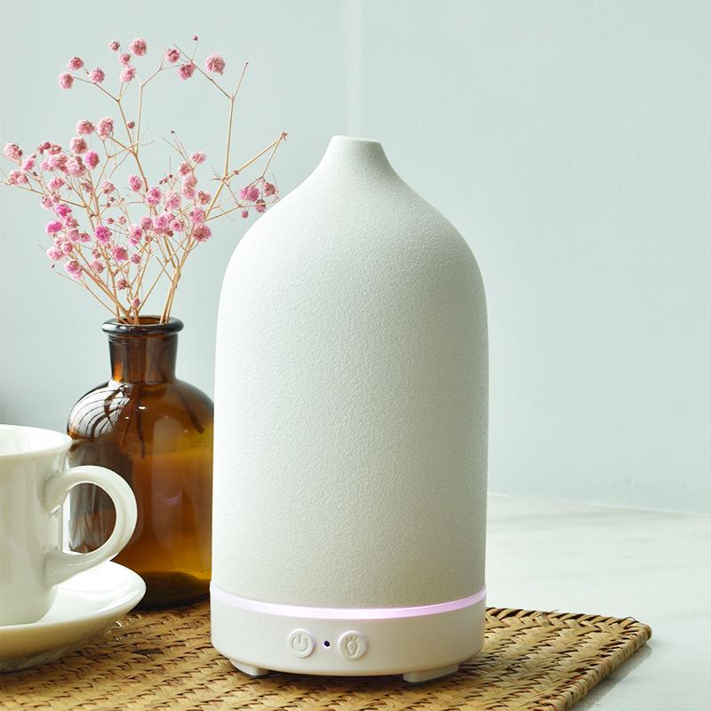 Ceramic Ultrasonic Aroma Diffuser & Humidifier with 160ml Capacity and Atmosphere Light