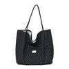 Large Capacity Canvas Tote Bag for Women Polka Dot Student School Commuting Korean Style Literary Shoulder Bag