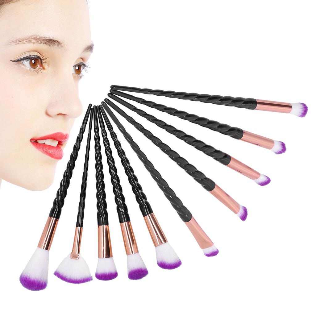 10pcs Soft Hair Makeup Brush Eyeshadow Cosmetic Brush with Spiral Handle Makeup Tool
