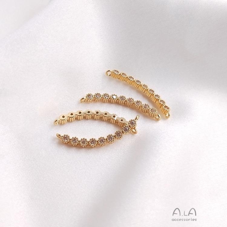 14K Gold-Filled Semicircle C-Shape Pendant with Double Holes for DIY Earrings, Bracelets, and Necklaces.