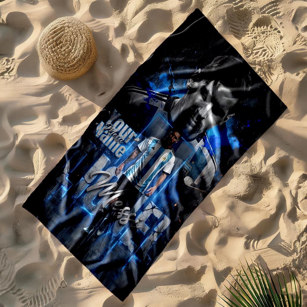 Football Messi Personalized Text Beach Towel Soft Durable Quick-Dry Portable for SwimmingBeachCamping Travel Beach AccessoriesGym