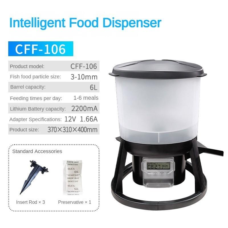Solar Fish Pond Automatic Feeder Aquarium Intelligent Timing Feeding Device Outdoor Large Capacity Food Dispenser