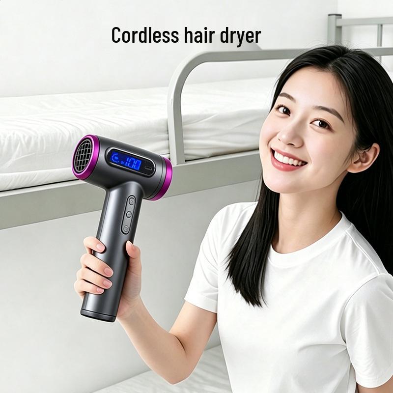 USB Rechargeable Cordless Hair Dryer with Strong Airflow and Long Battery Life