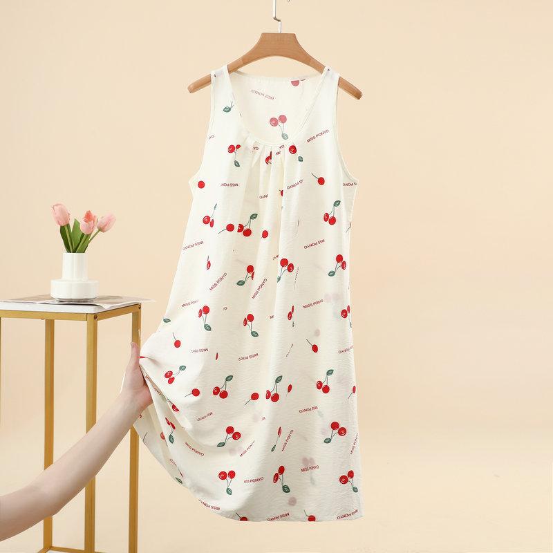 Estiva Donna Yunjin Cotone Senza Maniche Camicia da Notte Dolce Stile Ragazza Vestibilità Larga Cotone Viscosa Abito da Casa Casual Loungewear Quotidiano da Esterno Pigiami