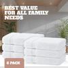 Wealuxe White Bath Towels 24x50 Inch 6 Pack Extra Absorbent Cotton Towel Set for Bathroom