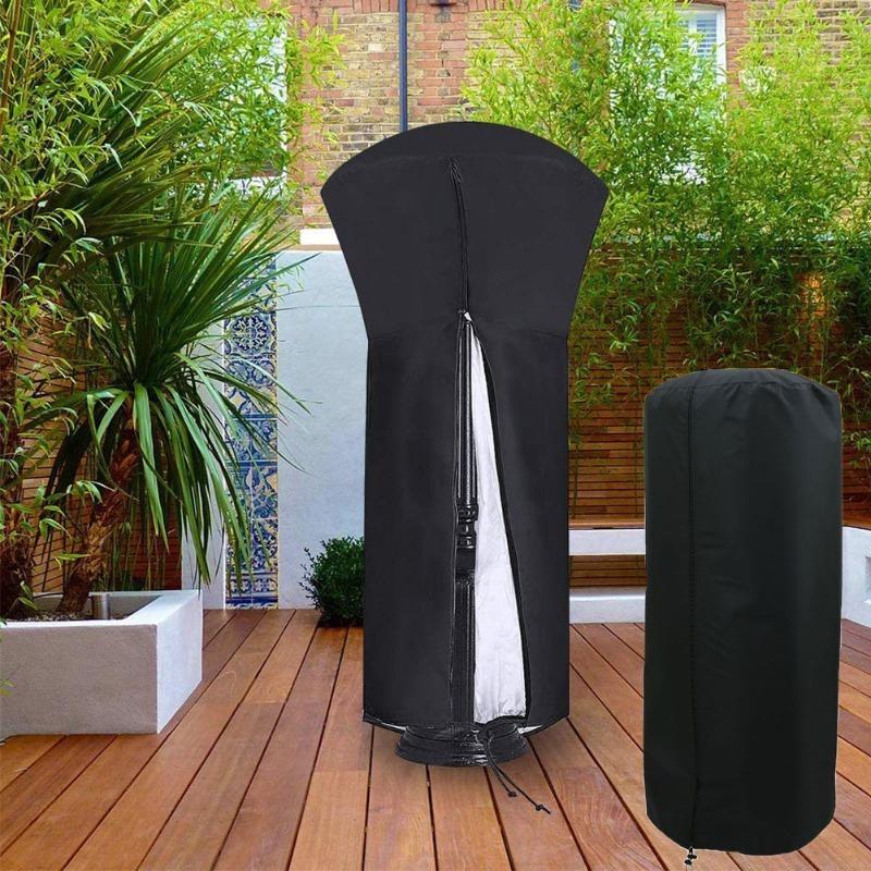 Waterproof 210D Oxford Black Umbrella Heater Cover for Garden Patio Fan-Shaped