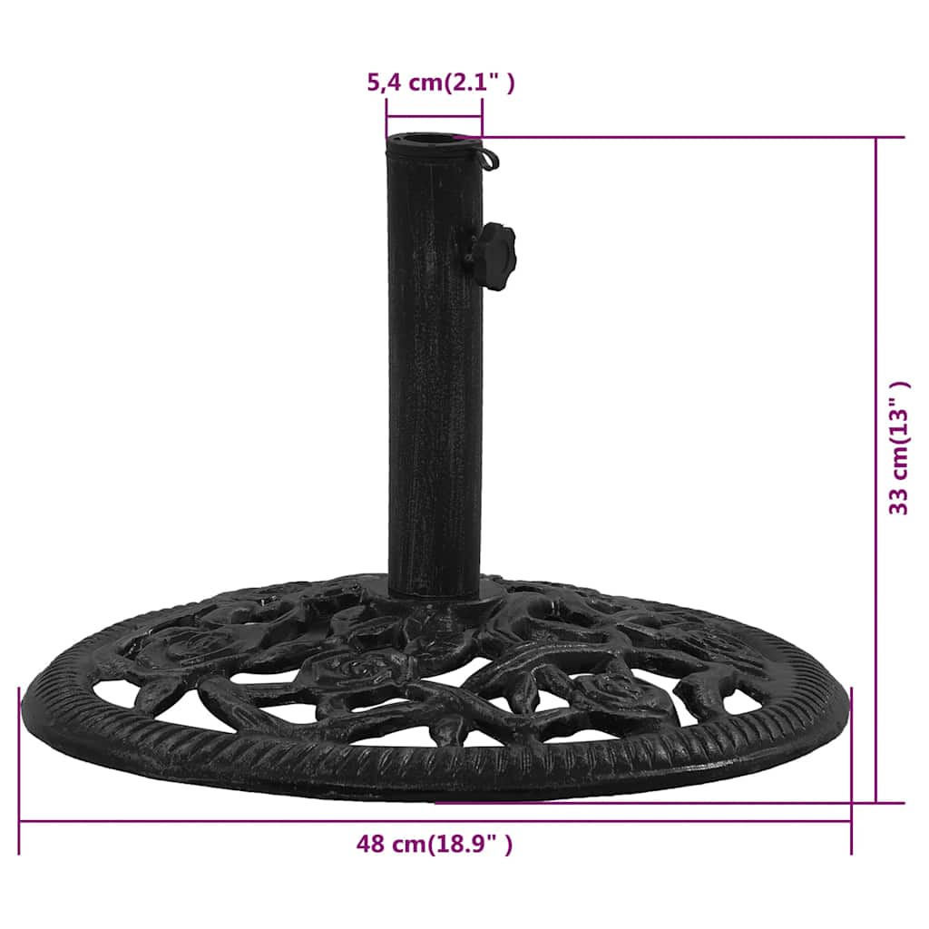 Vidaxl Podstawa Pod Parasol, Czarna, 48X48X33 Cm, Żeliwo