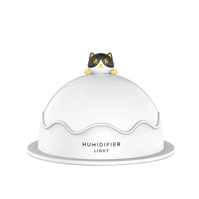 USB Mute Humidifier with Warm Night Light 250ml Cute Cat Air Humidifier Ultrasonic for Home Bedroom