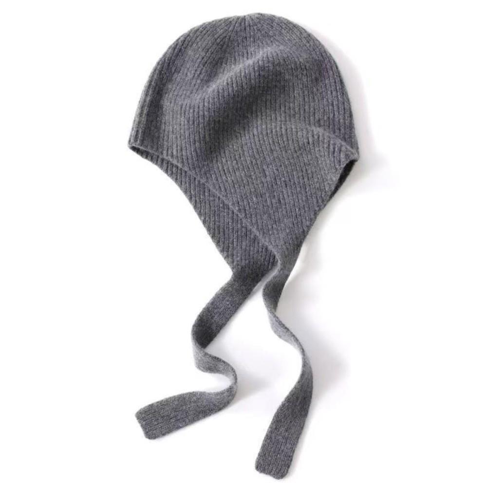 Windproof Knit Earflap Hat Solid Color Warm Skull Cap Korean Style Bonnet  Daily Commute