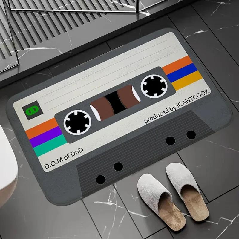 Retro kazetová páska Koupelnové předložky Super savý koupelnový koberec Vstup do domu Vítejte Protiskluzová rohožka Křemelina Koberec do kuchyně