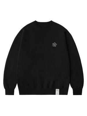 GRAVER [Unisex] Line Flower Dot Embroidered Sweatshirt_Black