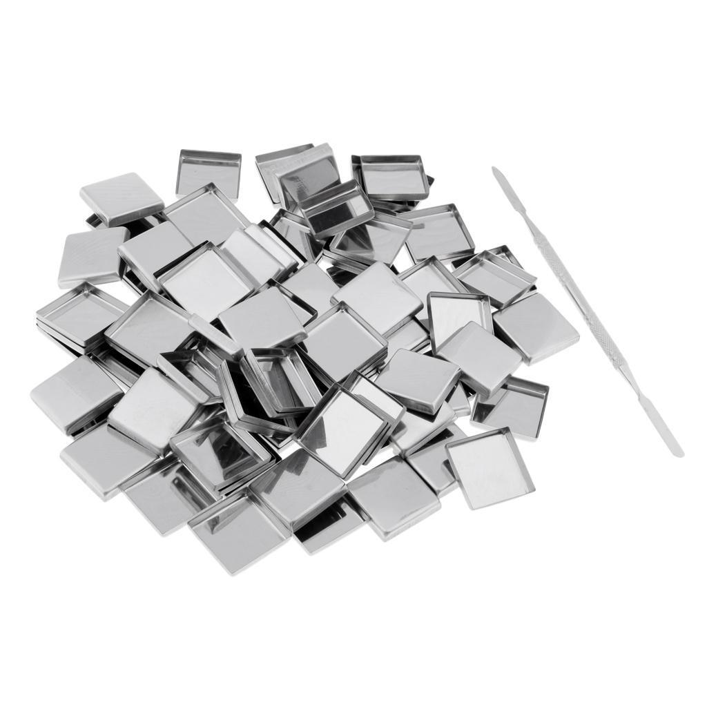 100Pcs Empty Eyeshadow Blush Makeup Pans Magnetic Tins Palette Square+Stick