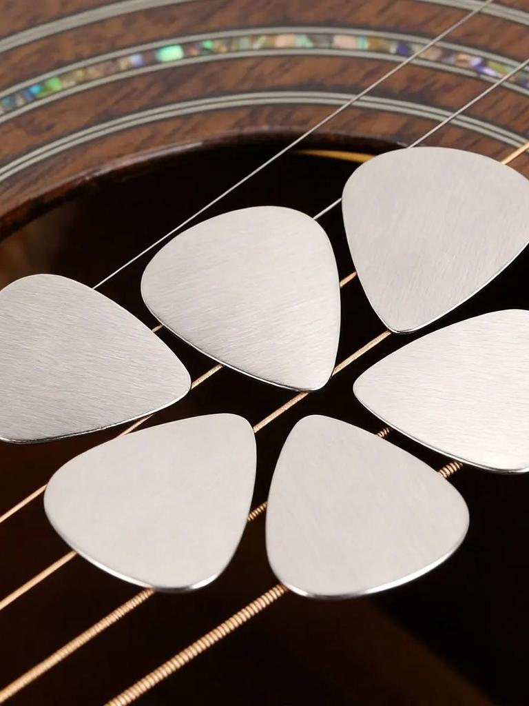 5Pcs 0.3mm Stainless Steel Guitar Picks, Durable Metal Plectrums for Acoustic/Electric Guitar, Ukulele & Bass String ZSY
