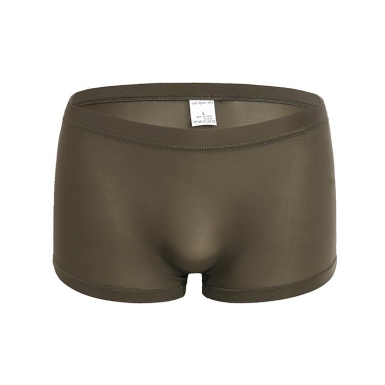 Thin Nylon Ice Silk Men's Semi-Transparent Boxer Briefs - Light Silk Square Leg Underwear