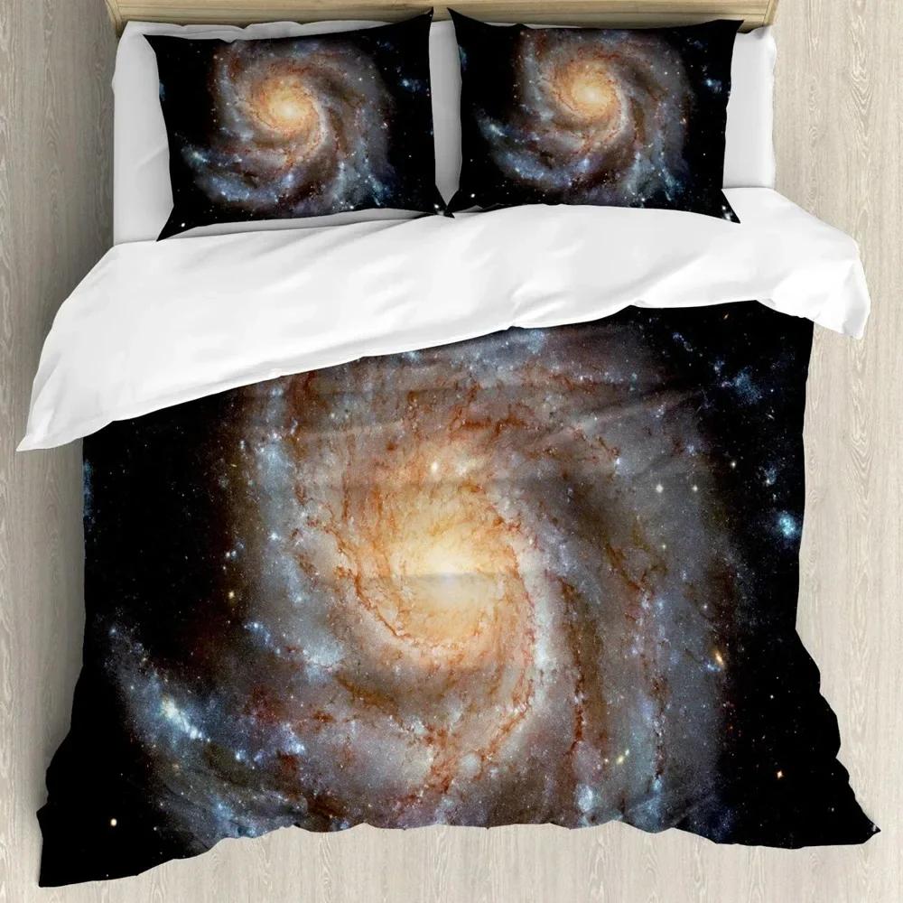 Sky Space Night Time Universe Stars And Nebulas Distant Parts Of Galaxy Comfortable Duvet Quilt Cover Pillowcase Bedding Set