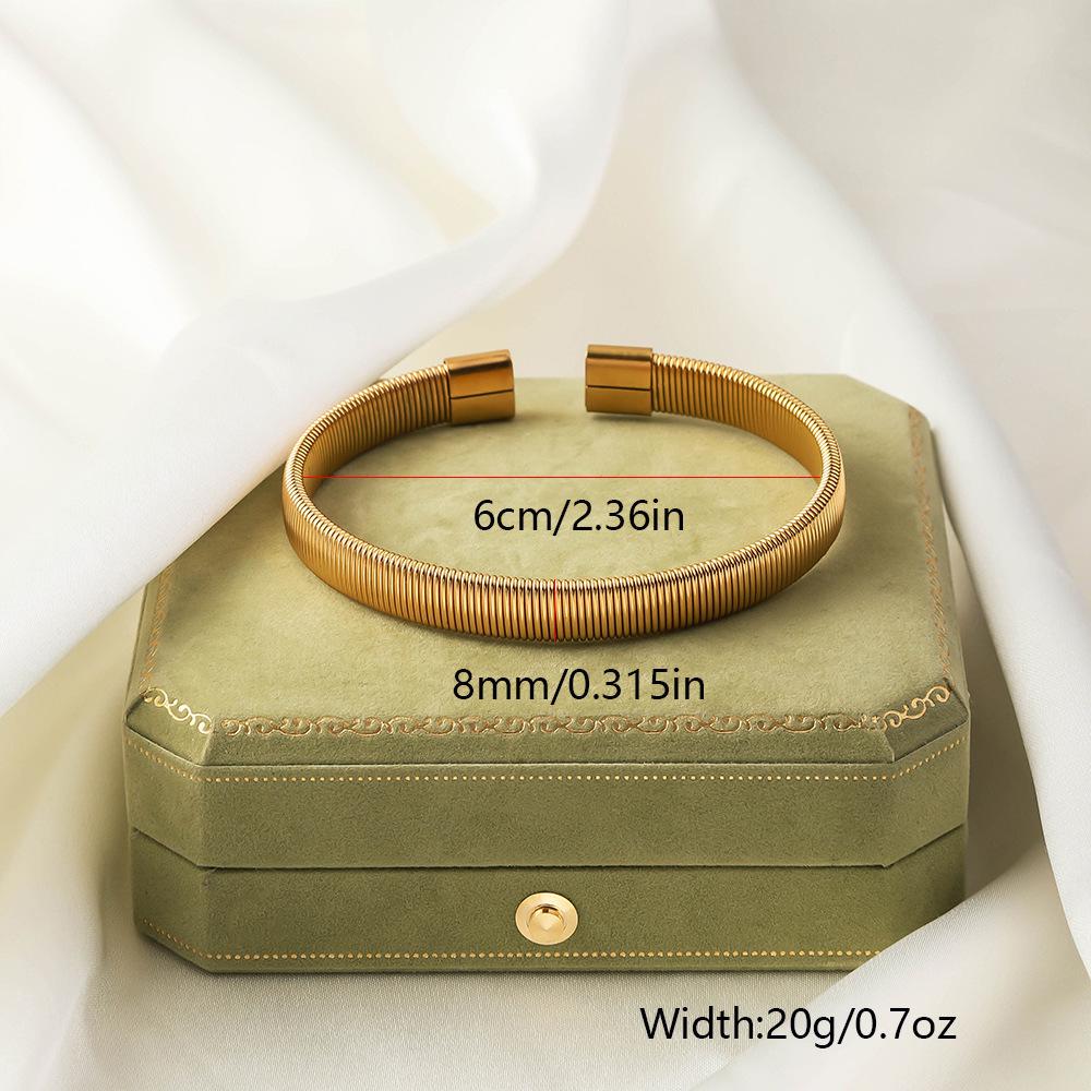 Personalized High-End Titanium Steel Open Cuff Bracelet for Women - Stretchy, Irregular Design, Exquisite Non-Fading Finish