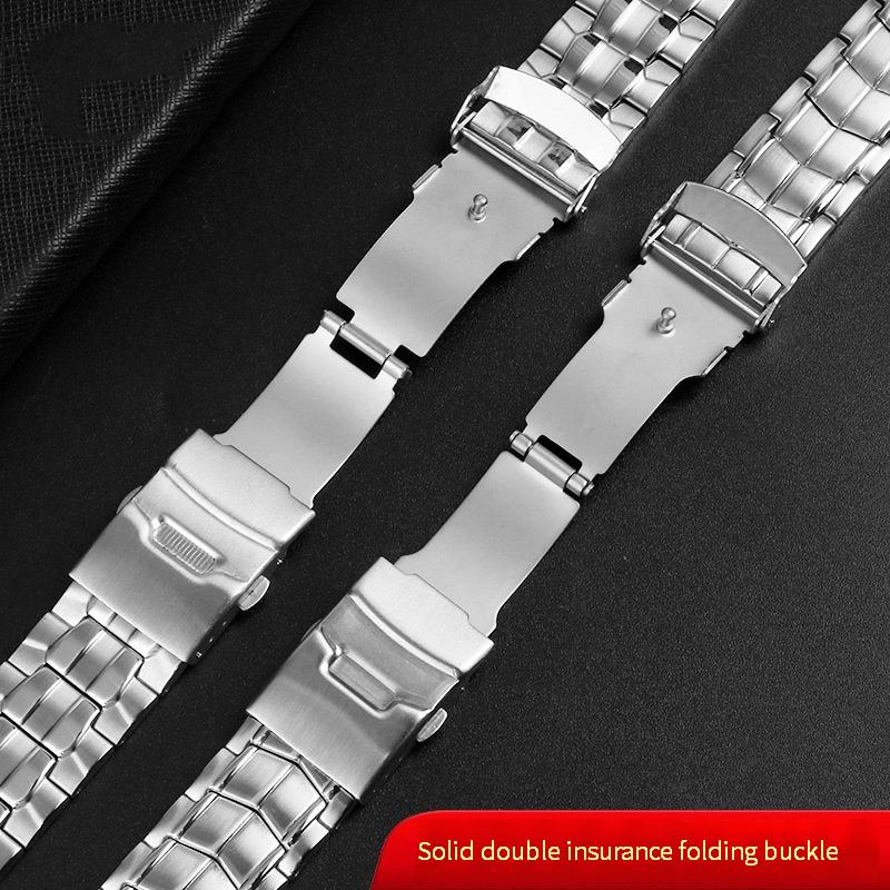 Classic 22mm Stainless Steel Watchband For Casio EF-550 EF-524 Silver Strap Deployment Buckle Bracelet Metal Belt Men's Watch Chain