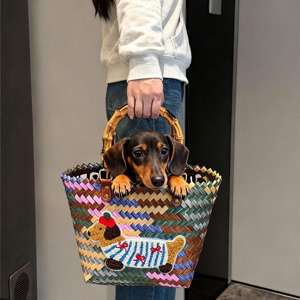 Hand-Woven Portable Pet Bag: Outdoor, Breathable, Lightweight, Fashionable for Cats & Dogs