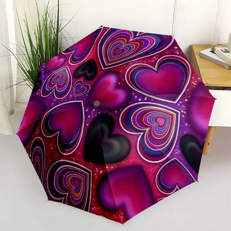 

1pc Heart Kaleidoscope Umbrella Portable Folding Umbrella Durable Iron Frame, Suitable for All Seasons Home Travel Outdoor yy260319026