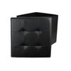 BLACK Vels ECO LEATHER FOLDABLE POUFFE with storage compartment