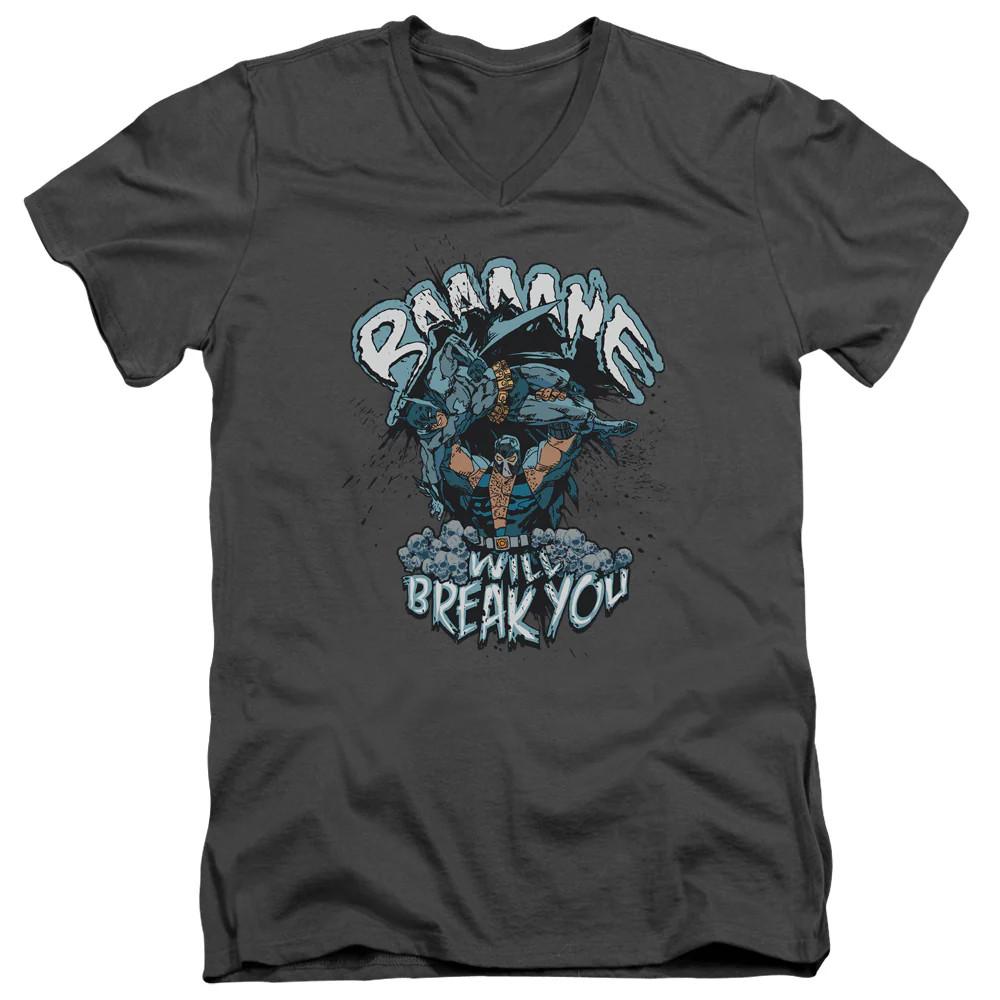 Batman Bane Will Break You Mens Slim Fit V Neck T Shirt Charcoal Officially Lice