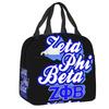 Custom Zob Zeta Phi Beta Greek Letter Insulated Lunch Bags for School Office Leakproof Thermal Cooler Bento Box Women Children