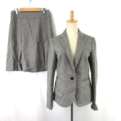 Conjunto de Traje de Falda hasta la Rodilla ORIHICA [13R/Mujer XL/Gris] Forro Completo(USADO)
