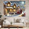 Weihnachtsmannschlitten und Schneestadt Fotohintergrund perfekter Schießhintergrund im Weihnachtsthema und Feiertagsdekoration