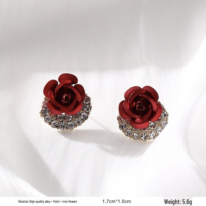 

Серьги-пусеты в ретро-стиле с красной глазурью «капля» для женщин - Уникальный нишевый дизайн начала осени