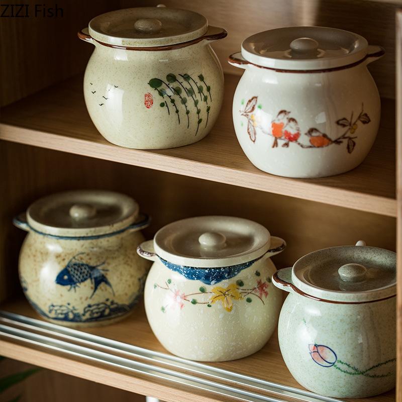 Retro keramická úložná nádoba Kuchyňská dóza na sůl a pepř Kořenka Úložná dóza Kreativní dóza na koření Japonský domácí úložný nástroj