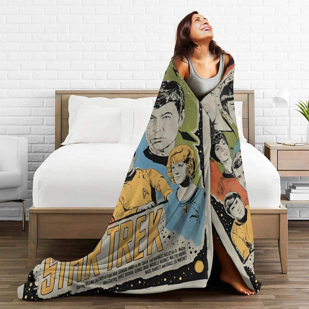 Stars Treks Groups James Blankets Coral Fleece Plush Spring Autumn Starfleet Movie Breathable Lightweight Throw Blanket Throws
