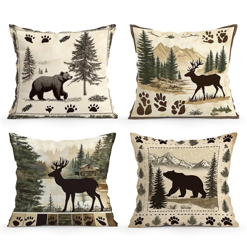 Rural Style Wildlife Cushion Pillowcase Printed Polyester 45x45cm Throw Pillow Cover Decorative Sofa Cushion Pillowslip Decor