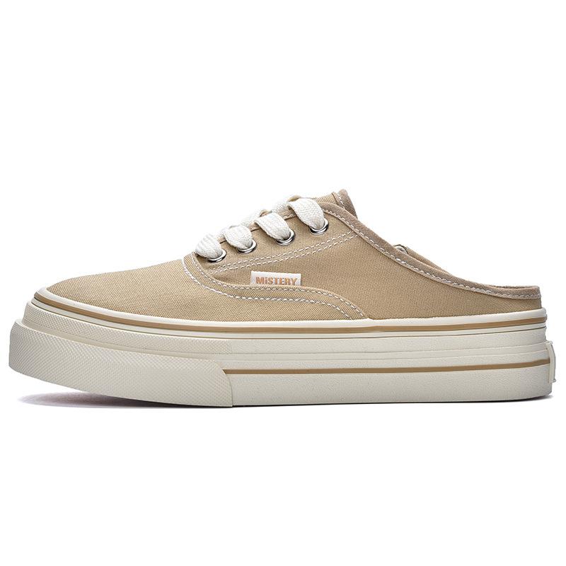 Half-drag canvas shoes women's 2025 new spring retro two-wear cloth shoes women's Hong Kong-style versatile board shoes ins tide