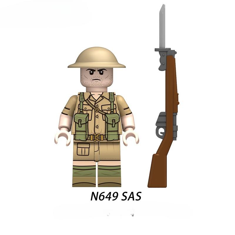 

N645-650 Військова війна Британська піхота Солдати Фігурки Дії Броня Шолом Зброя Аксесуари Будівельні блоки Дитячі іграшки