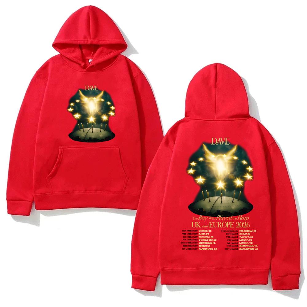 Star-tour Men Hoodie Front Dave 2026 Tour Text Chest Print, Glowing Stage Back Graphic, Thick Fleece Pullover Sweatshirt for Sport Weekend Daily Wear