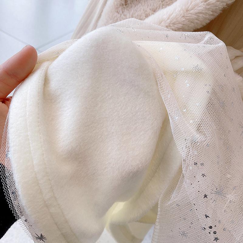 Gemütliches Winter 2022 Kleinkind Prinzessin Strickkleid Set - Fleecefutter, Zweiteilig AD0632