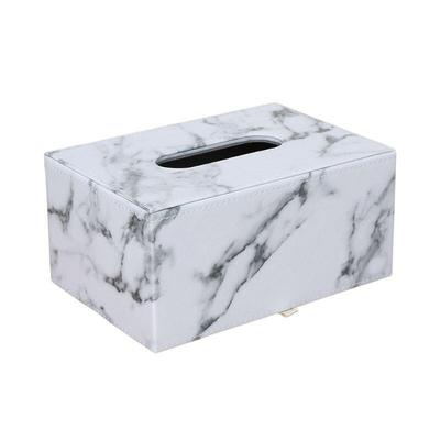 Rectangular Marble PU Leather Cover Towel Handle Towel Handle Desk Dispenser For Home Office Car Decor | Towel Box