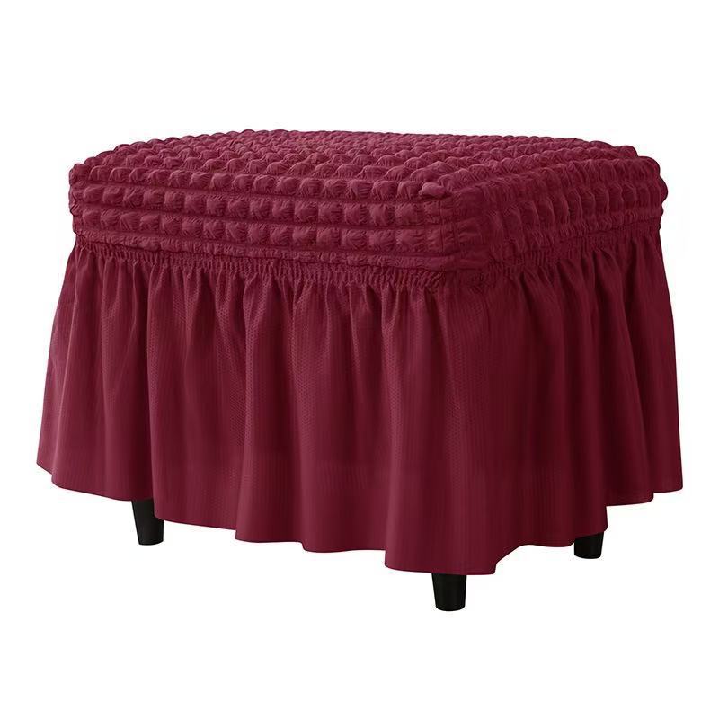 Thickened Bubble Grid Full-cover Skirt Elastic Rectangular Foot Pedal Cover for Home Hotel Footstool Cover Dustproof Cover