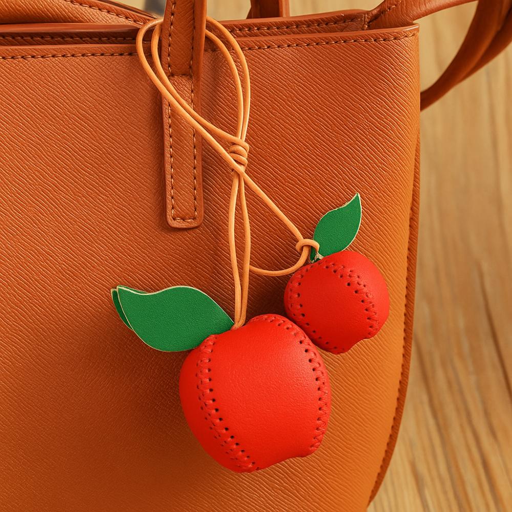 Pear Fruit Bag Pendant Cute Leather Keychain Lovely DIY Material Package Keyring  Women
