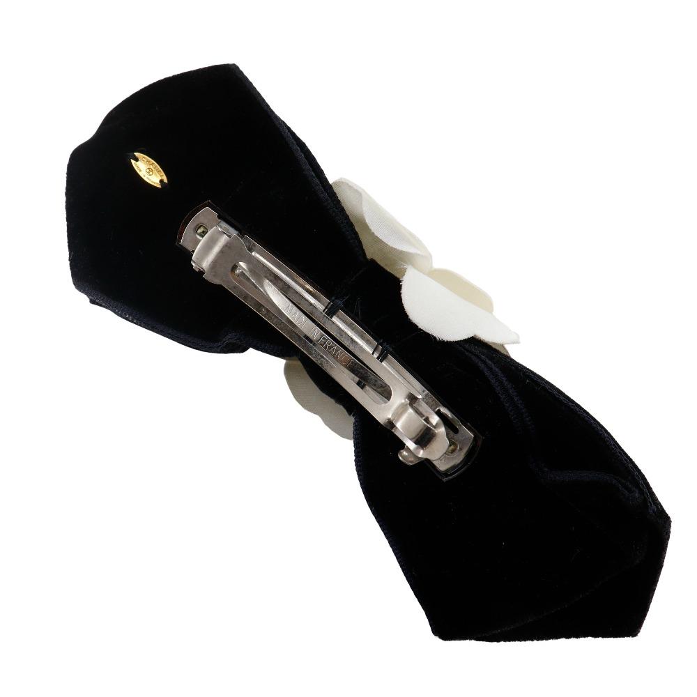 Chanel Camellia Ribbon Valletta black/White Velor Ribbon Women Used